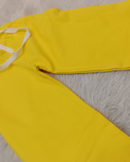 GIRLS CODINATE CODE-A374 Girls Yellow Cartoon Printed T-Shirt & Pants Co-Ord Set | He And She Kidswear