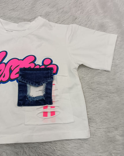 GIRLS TOPS CODE-A356 Girls Printed Cotton T-Shirt | Stylish Half Sleeve Casual Top