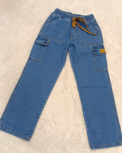 BOYS JEANS CODE-A343 He and She Boys Regular Fit Denim Jeans with Drawstring | Casual Kids Jeans