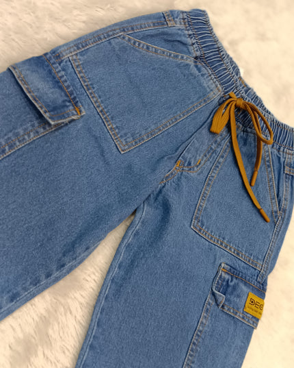 BOYS JEANS CODE-A343 He and She Boys Regular Fit Denim Jeans with Drawstring | Casual Kids Jeans