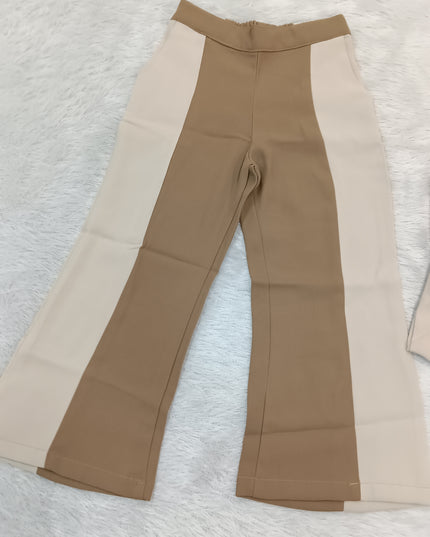 GIRLS CODINATE CODE-A360Girls Beige & Brown Stylish Co-Ord Set with Waistcoat & Flared Pants