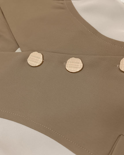 GIRLS CODINATE CODE-A360Girls Beige & Brown Stylish Co-Ord Set with Waistcoat & Flared Pants
