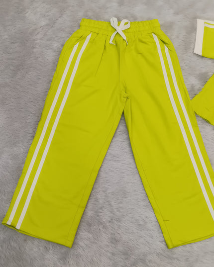 GIRLS CODINATE CODE-A362 Girls Lime Green Co-Ord Set | Stylish T-Shirt & Wide-Leg Pants Set