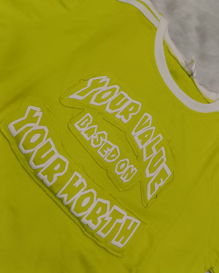 GIRLS CODINATE CODE-A362 Girls Lime Green Co-Ord Set | Stylish T-Shirt & Wide-Leg Pants Set