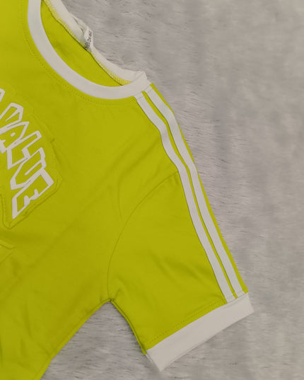 GIRLS CODINATE CODE-A362 Girls Lime Green Co-Ord Set | Stylish T-Shirt & Wide-Leg Pants Set