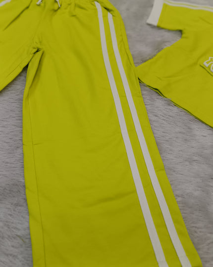 GIRLS CODINATE CODE-A362 Girls Lime Green Co-Ord Set | Stylish T-Shirt & Wide-Leg Pants Set
