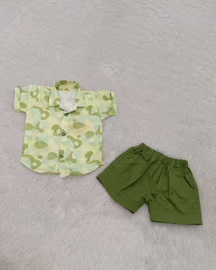 BOYS SET CODE-A394 Boys Printed Shirt & Shorts Co-Ord Set | Stylish Casual Summer Outfit