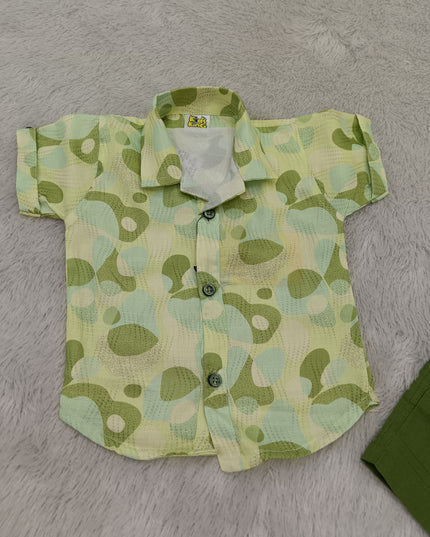 BOYS SET CODE-A394 Boys Printed Shirt & Shorts Co-Ord Set | Stylish Casual Summer Outfit