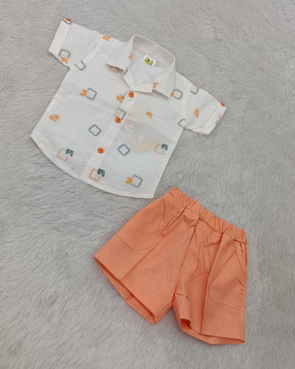 BOYS SET CODE-A395 Boys Printed Shirt & Shorts Co-Ord Set | Stylish Casual Summer Outfit