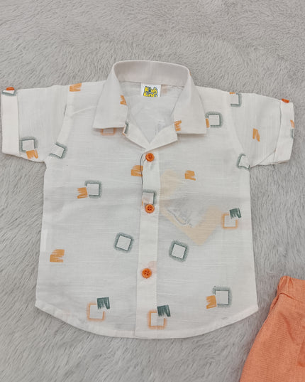 BOYS SET CODE-A395 Boys Printed Shirt & Shorts Co-Ord Set | Stylish Casual Summer Outfit
