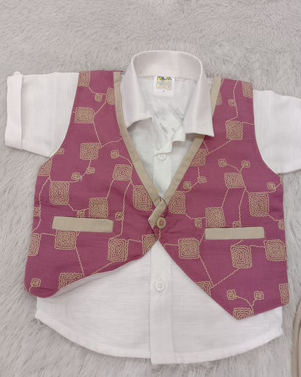 BOYS SET CODE-A397 Boys Ethnic Waistcoat Set with Shirt & Shorts – Stylish Party Wear Outfit