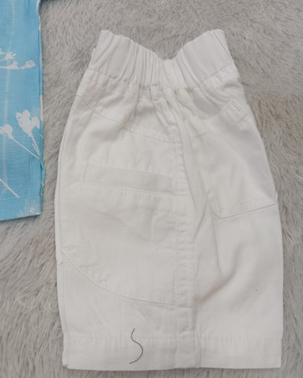 BOYS SET CODE-A398 Boys Light Blue Floral Print Shirt & White Shorts Set