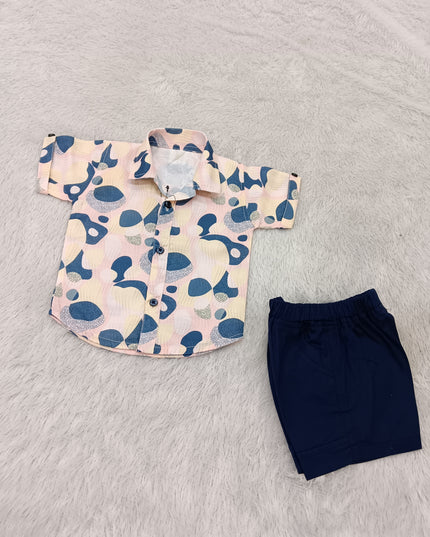 BOYS SET CODE-A394 Boys Printed Shirt & Shorts Co-Ord Set | Stylish Casual Summer Outfit