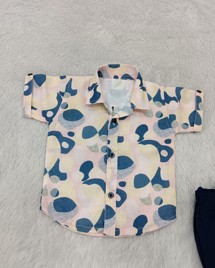 BOYS SET CODE-A394 Boys Printed Shirt & Shorts Co-Ord Set | Stylish Casual Summer Outfit