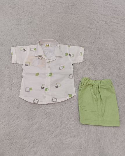 BOYS SET CODE-A395 Boys Printed Shirt & Shorts Co-Ord Set | Stylish Casual Summer Outfit