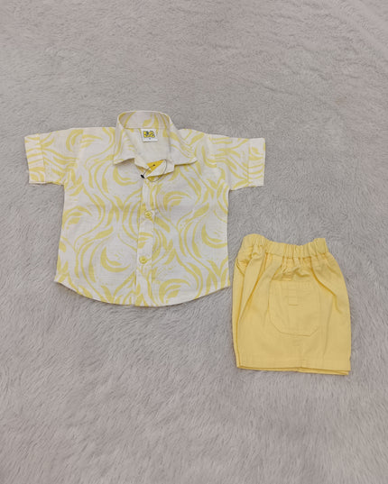 BOYS SET CODE-A396 Boys Printed Shirt & Shorts Co-Ord Set | Stylish Cotton Casual Outfit