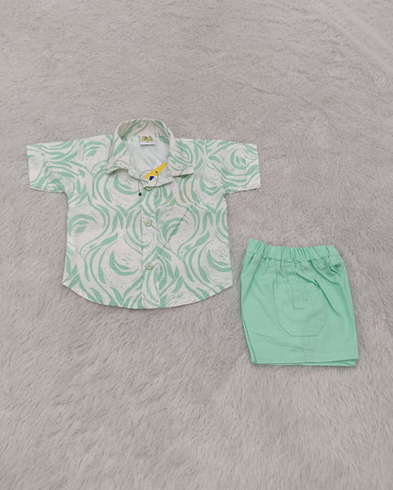 BOYS SET CODE-A396 Boys Printed Shirt & Shorts Co-Ord Set | Stylish Cotton Casual Outfit