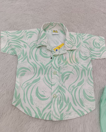 BOYS SET CODE-A396 Boys Printed Shirt & Shorts Co-Ord Set | Stylish Cotton Casual Outfit