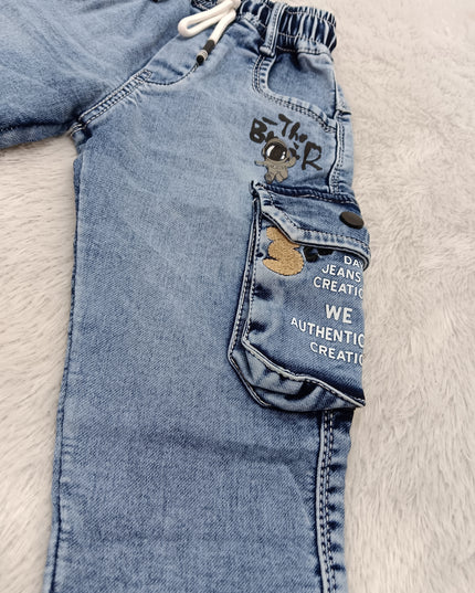 BOYS JEANS CODE-A412 Boys Blue Denim Cargo Jeans with Utility Pockets | He And She Kidswear