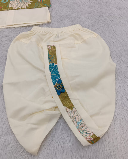 BOYS DHOTI SET CODE-A415 Boys Koti with Kurta Pant & Dhoti Combo Set – Floral Ethnic Wear
