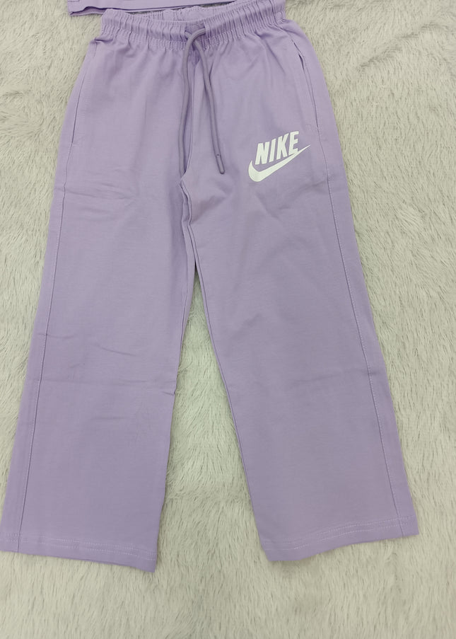GIRLS CODINATE CODE-A405 Girls Lavender Sweatshirt & Wide Leg Jogger Co-Ord Set | Kids Casual Sportswear Outfit