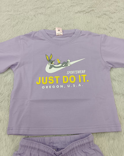 GIRLS CODINATE CODE-A405 Girls Lavender Sweatshirt & Wide Leg Jogger Co-Ord Set | Kids Casual Sportswear Outfit