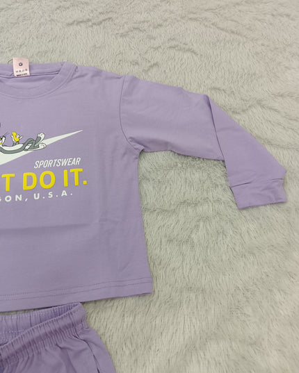 GIRLS CODINATE CODE-A405 Girls Lavender Sweatshirt & Wide Leg Jogger Co-Ord Set | Kids Casual Sportswear Outfit