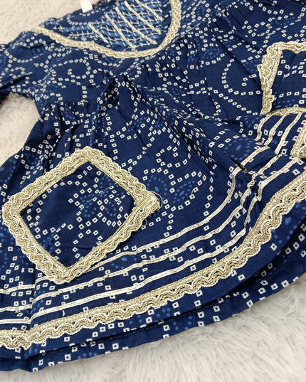 GIRLS GHARARA SET CODE-A384 Girls Navy Blue Bandhani Garara Set | Ethnic Festive Wear – He And She