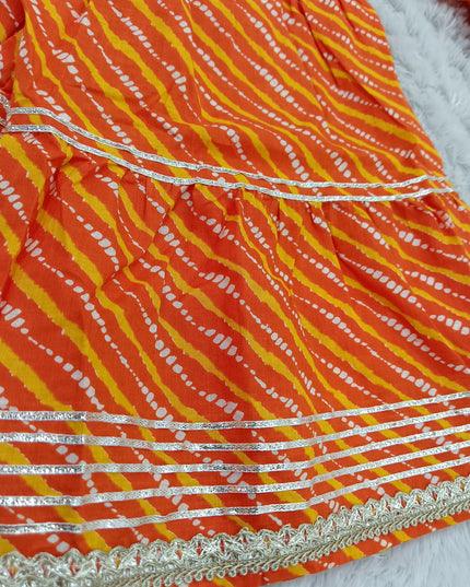 GIRLS GHARARA SET CODE-A385 Girls Orange Bandhani Printed Garara Plazzo Set | Traditional Ethnic Wear for Kids