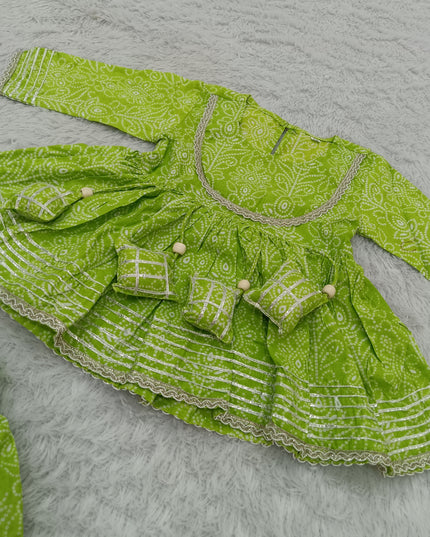 GIRLS GHARARA SET CODE-A382 Girls Green Printed Gharara Set | Stylish Ethnic Festive Wear | He And She
