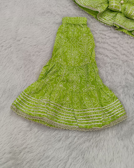 GIRLS GHARARA SET CODE-A382 Girls Green Printed Gharara Set | Stylish Ethnic Festive Wear | He And She