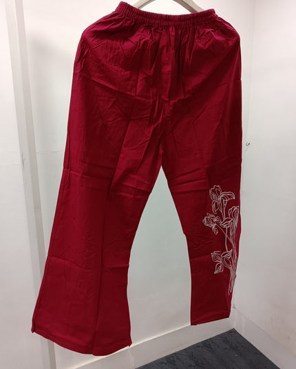 LADIES KURTI SET CODE-A410 Women’s Embroidered Kurta Pant Set | Floral Thread Work Straight Kurti with Wide Leg Pants