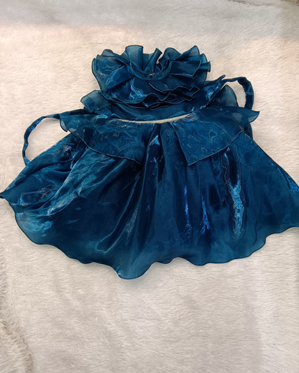 A426 GIRLS FROCK Girls Royal Teal Blue Ruffle Party Wear Frock Dress