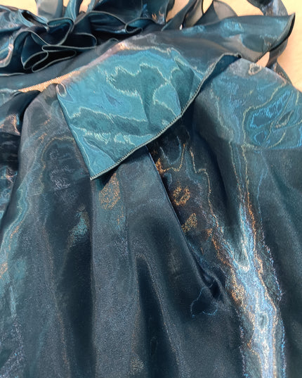 A426 GIRLS FROCK Girls Royal Teal Blue Ruffle Party Wear Frock Dress