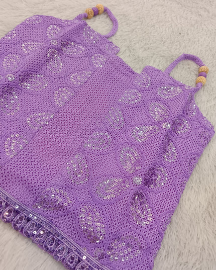 G.TOP A469 Girls Purple Sequin Top – Floral Sleeveless Party Top | He and She