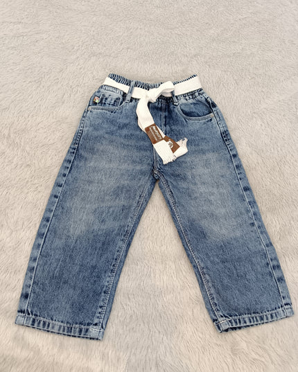 BOYS JEANS A435 Boys Relaxed Fit Denim Jeans with Tie Belt | Premium Cotton Casual Jeans