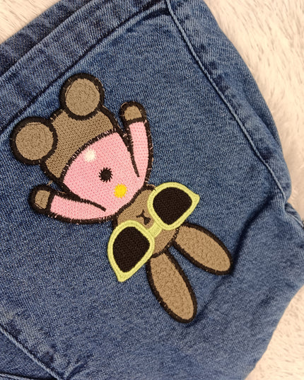 G.SKORT A466 Girls Denim Skort with Bunny Applique – A-Line Skirt Shorts | He and She