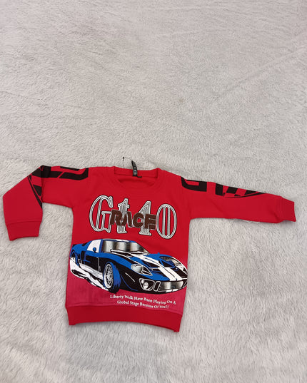 BOYS TSHIRT CODE A-440 Boys Red GT40 Race Car Printed Full Sleeve Sweatshirt | Stylish Winter Sweatshirt for Kids