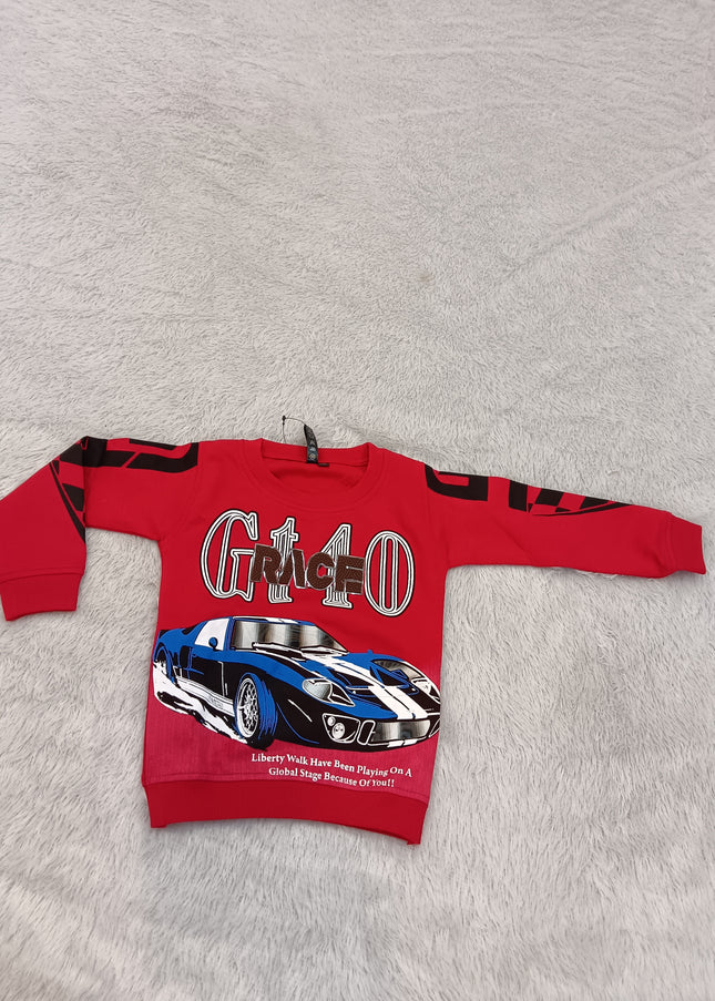 BOYS TSHIRT CODE A-440 Boys Red GT40 Race Car Printed Full Sleeve Sweatshirt | Stylish Winter Sweatshirt for Kids