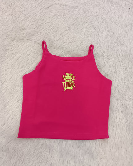 G.TOP A470 Girls Sleeveless Graphic Top – Pink & Black Casual Top | He and She