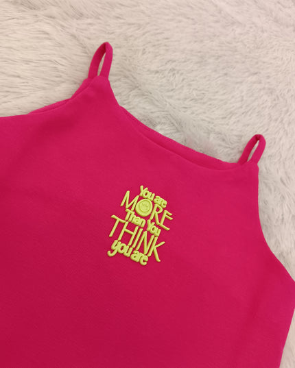 G.TOP A470 Girls Sleeveless Graphic Top – Pink & Black Casual Top | He and She
