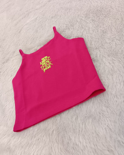 G.TOP A470 Girls Sleeveless Graphic Top – Pink & Black Casual Top | He and She