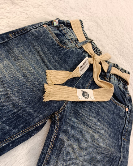 BOYS JEANS A435 Boys Relaxed Fit Denim Jeans with Tie Belt | Premium Cotton Casual Jeans
