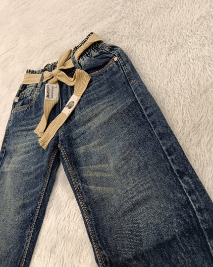 BOYS JEANS A435 Boys Relaxed Fit Denim Jeans with Tie Belt | Premium Cotton Casual Jeans