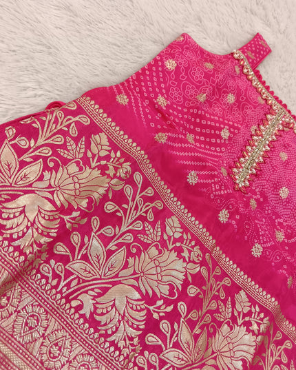 GIRLS PALZO A441 Girls Pink Printed Ethnic Top with Palazzo Set | Traditional Festive Wear