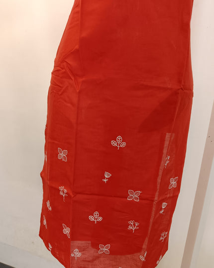 LADIES DRESS A434 Women’s Embroidered Kurta Pant Dupatta Set – Rama & Rust Orange