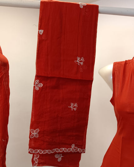 LADIES DRESS A434 Women’s Embroidered Kurta Pant Dupatta Set – Rama & Rust Orange