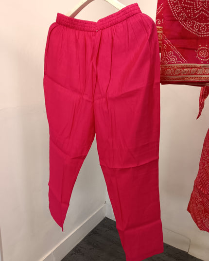 LADIES KURTI SET CODE-A418 Women’s Pink Bandhani Print Kurta Pant Set with Printed Dupatta