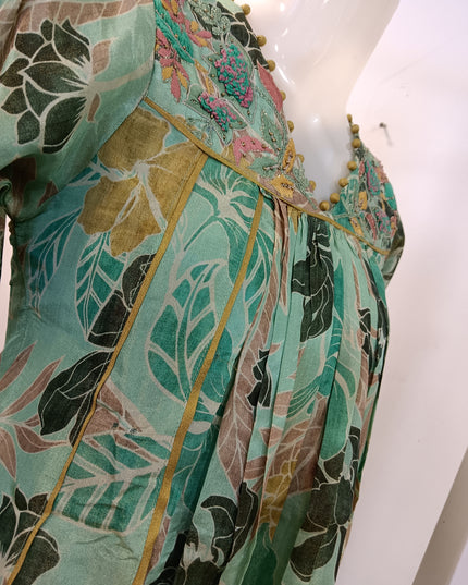 LADIES DRESS A431 Women’s Green Floral Printed Kurta Palazzo Set with Dupatta | Elegant Ethnic Wear