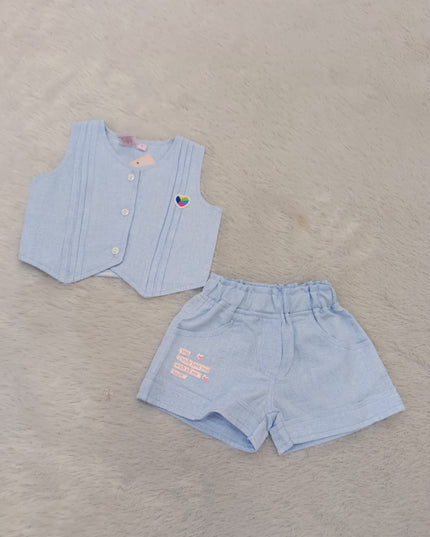 G.SET A447 Girls Cord Set – Sleeveless Vest & Shorts Co-Ord Set | He and She